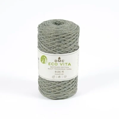 Image of DMC Eco Vita 4 Metallic Recycled Cotton Yarn, 250g 200m, Gold, Silver,THREAD_CORD