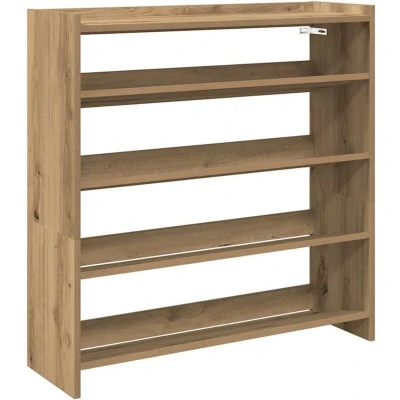 Image of vidaXL Shoe Organizer Artisan Oak Rack 80x25x81 cm with Shelves, Engineered Wood for Entryway/Hallway Storage