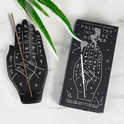 Image of Palmistry Incense Holder + 3 Sticks Helps Guide You in The Art Of Palm Reading/.Sandalwood Aroma