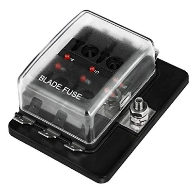 Image of Jtron Car 12V Fuse Box 6way Blade Holder With LED Warning Light For Automotive Boat Marine Trike (6 way)