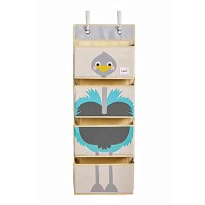 Image of 3 Sprouts Over Door Storage Organiser Space Saving Hanging with Multiple Pockets for Home Organisation, Ostrich