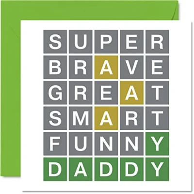 Image of Birthday Cards for Dad Word Puzzle Quiz Smart Funny Happy Card from Son Daughter, Father Gifts, 145mm x Joke Father&#039;s Day Greeting Gift Daddy Papa