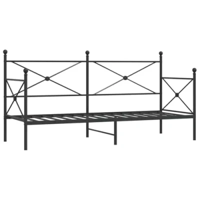 Image of vidaXL multifunctional day bed sofa/sleeper in black steel 90x190 cm with under storage and slatted support