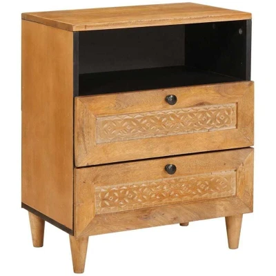 Image of vidaXL Bedside Table Light brown 50 x 33 60 cm Solid mango wood