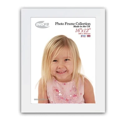 Image of Inov8 British Made Real Wood Picture/Photo Frame 16x12&quot; Inch(41x30cm) Kayla 30mm White