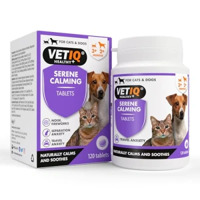 Image of VETIQ Serene Calming Tablets for Cats &amp; Dogs, Helps with Noise, Fireworks, Separation Anxiety Travel Anxiety, 120