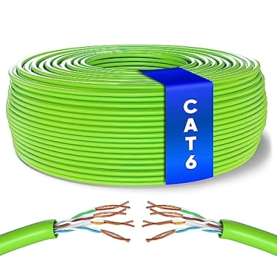 Image of Mr. Tronic Bulk Cat 6 Ethernet Cable 100m, High Speed LAN Network Cable, 100m Cat6 Internet 1 Gbps, 250 MHz, ADSL AWG24 UTP CCA (100 Meter, Green)
