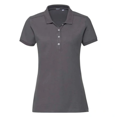Image of Russell Athletic Womens/Ladies Pique Stretch Polo Shirt (Convoy Grey) Dark Grey Size 2XL