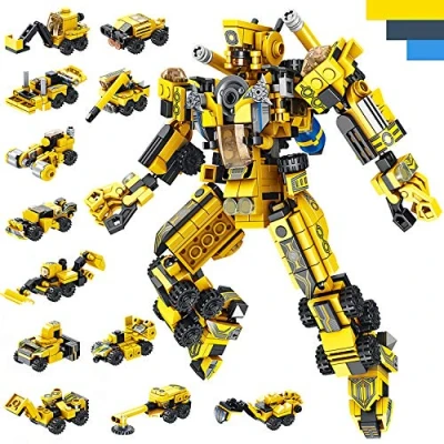 Image of Robot Building Toys for 5 6 7 8 9 10 Year Old Boys STEM Learning Toy 25 in 1 Creative Construction Bricks Kit Educational Engineering Vehicles Block
