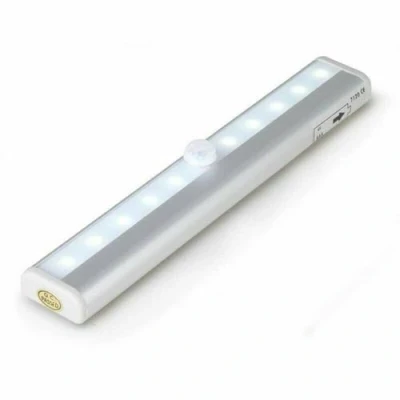 Image of 10 LED PIR Motion Sensor Night Light Battery Operated with Magnetic Strip x1