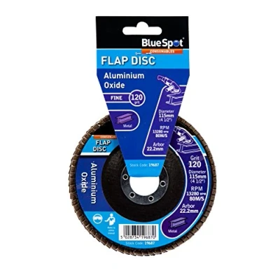 Image of Blue Spot Tools 19687 120 Grit Individual Aluminium Flap Disc, Brown