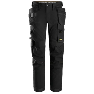 Image of Snickers AllroundWork 4 way Stretch Trousers Holster Pockets Black/Black 58