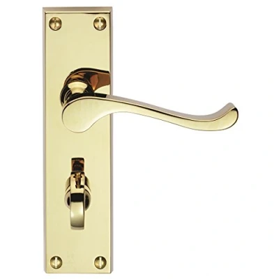 Image of Victorian Scroll Lever ON Backplate Bathroom 57MM C/C