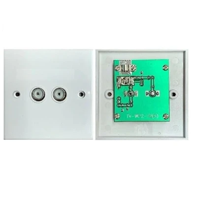 Image of K M Electronics 1 IN 2 OUT DOUBLE FLUSH COAX SOCKET OUTLET TV AERIAL WALL FACE PLATE SPLITTER