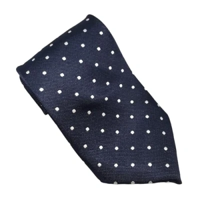Image of Equetech Unisex Polka Dot Showing Riding Tie (Navy/White)