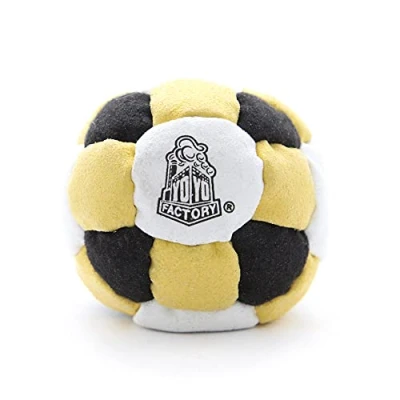 Image of YOYO FACTORY Footbag 26 Panels, Good For Any Skill Level YELLOW/BLACK (Freestyle Foot Bag, Best Skilltoy Kids, Teens, Adults)