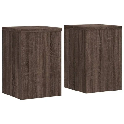 Image of vidaXL Plant Stands 2 pcs Brown Oak 25x25x35 cm Engineered Wood