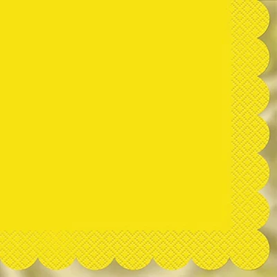 Image of Unique 16072 Paper Napkins 16.5 cm Foil Scalloped Pastel Yellow 20 Count (Pack of 1),