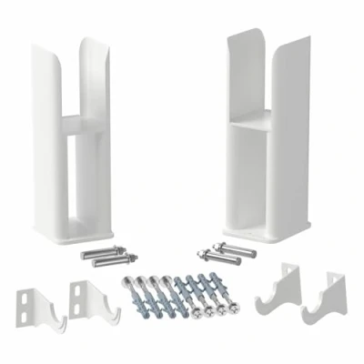 Image of DuraTherm® Floor Mounting Radiator Leg Kit Feet Freestanding Supports for Double Flat Panel Radiators, White Finish