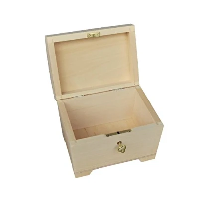 Image of DECOCRAFT LITTLE NATURAL WOOD/WOODEN BOX HINGED LOCKABLE PSK10 (Made