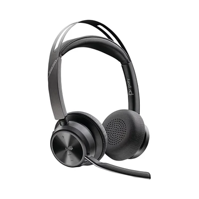 Image of Poly Voyager Focus 2 Microsoft Teams Certified USB C Headset Plus C/A Adapter and Charging Stand