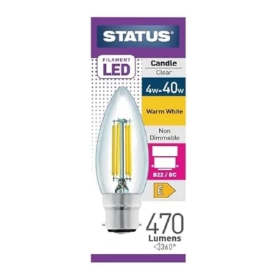 Image of Status 6.5 = 60w 806 lumens Filament LED A60 GLS BC Clear Warm White