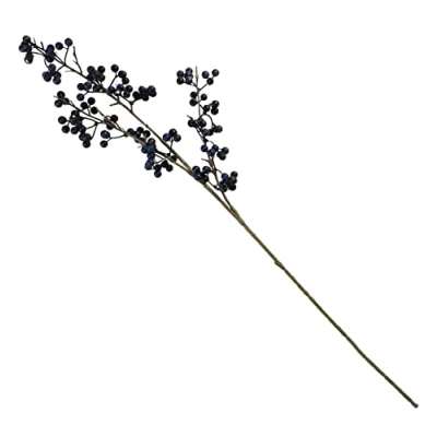 Image of Leaf Design UK Artificial Christmas Berry Spray Branches Plants, Single Blue, 70cm