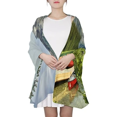 Image of LIANCHENYI Canadian Emerald Lake Landscape Womens Silk Scarf Lightweight Shawl Soft Long Scarves