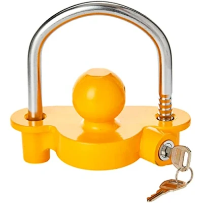Image of Neilsen ct3123 Universal Security Coupling Hitch Lock for Trailers Caravan Horse Box Tow Ball Fittings, Yellow
