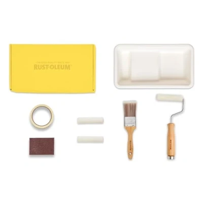 Image of Rust Oleum Ready to Roll Eco Paint Kit (Small) Radiator Satin Warming Yellows