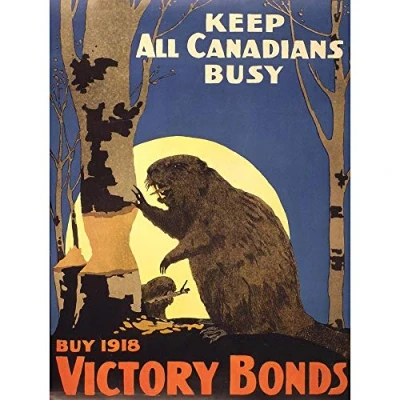 Image of Wee Blue Coo War Wwi Canada Victory Bond Beaver Moon Art Print Poster Wall Decor 12X16 Inch