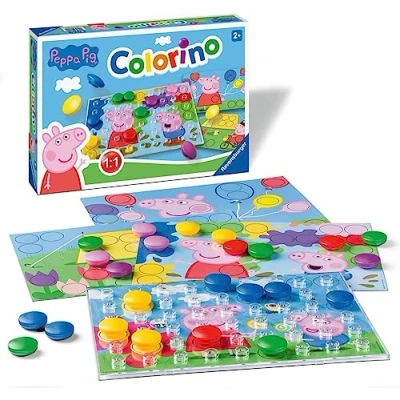 Image of Ravensburger 20892 Peppa Pig Colorino Children&#039;s Learning Colours, Mosaic Plug in Game, from 2 Years