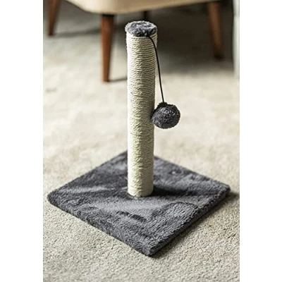 Image of Marco Paul Heavy Duty Cat Scratching Post Large Board Stretch, Stable and Strong Kitten Hanging Ball Vertical Pole Soft Plush Base Towers for Indoor Cats Play 40cm