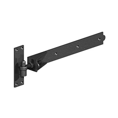 Image of Gatemate Premium Black Adjustable Hook and Band Hinge 450mm / 18&quot; Polyester on Galvanised