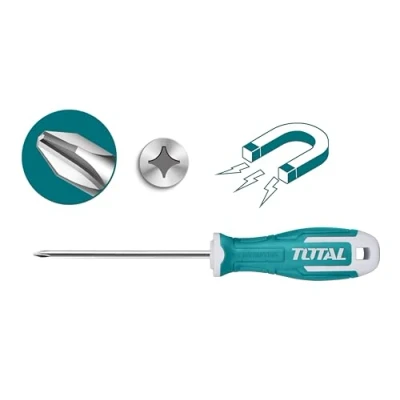 Image of Total Tools Screwdriver with Phillips Tip PH2 75 mm Ergonomic Bi Material Handle Steel