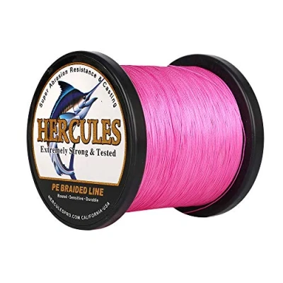 Image of Hercules Braided Fishing Line 2000m 2187yds 10lbs 200lbs Pe Superline 8 Strands (Pink 15lb/6.8kg 0.16mm)