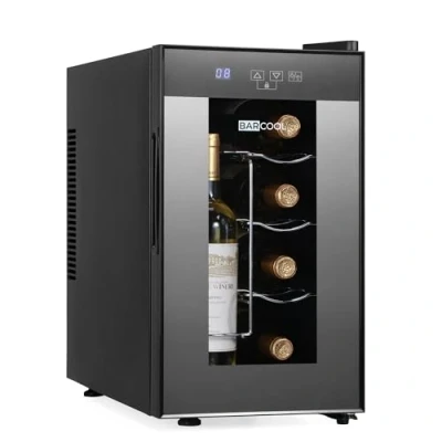 Image of Barcool VINO8 Table Top Wine Fridge Black 5 18C Cooler LED + Digital Display Glass Door Drinks Cellar Single Zone (8 Bottle)