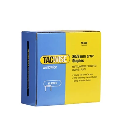 Image of Tacwise 0382 Type 80 / 8 mm Galvanised Upholstery Staples, Pack of 10,000, Silver