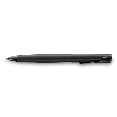 Image of Lamy studio lx all black rollerball pen in elegant metal barrel with propeller shaped clip &amp; line width M 63 refill