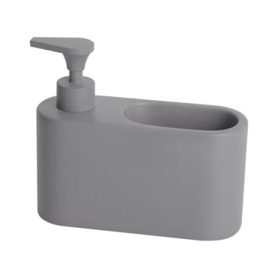 Image of KOOK TIME Sink Caddy, Ceramic Detergent Dispenser with Scrubber Holder, Kitchen Organizer, Matte Grey
