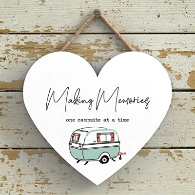 Image of Global Designs Making Memories Camper Caravan Camping Themed Hanging Plaque