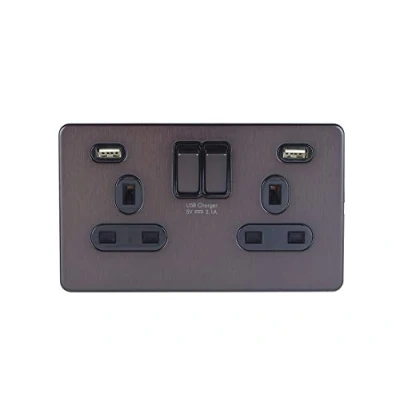 Image of Schneider Electric Ultimate screwless flat plate (USFP) Bespoke Ultra slim profile with a 1.5mm thickness Wiring Devices Dark Bronze GGBGU34202USBBDBP