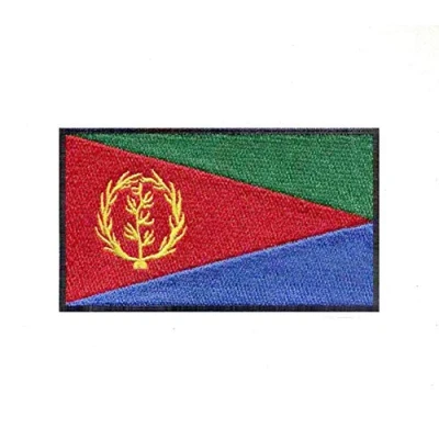 Image of Eritrea National Country Flag Black Border Iron Sew on Embroidered Patch