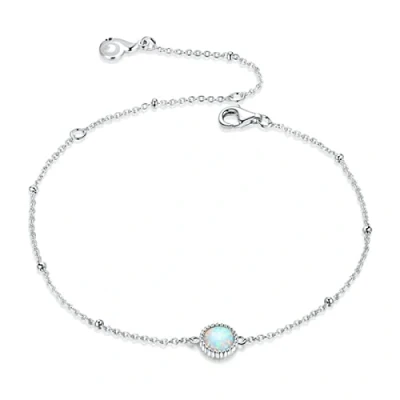 Image of Gorgeous Opal Link Chain Bracelet For Women 925 Sterling Silver Bracelets With Charms