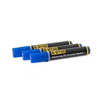 Image of Bi Office InkstringXL Dry wipe Marker for White Boards with Gel Ink and 3 mm Round Tip Blue, Pack of