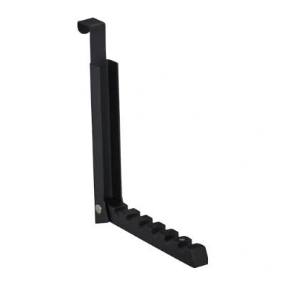 Image of Relaxdays Folding Hook, for Hanging, Holds up to 6 Coat Hangers, Metal &amp; Wood, 2 cm Door Thickness, Black, Iron, 21 x 2.5 18