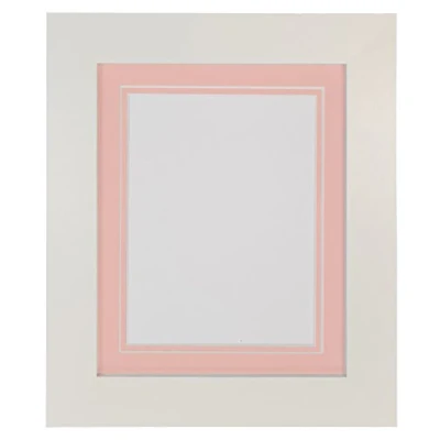 Image of Metro White Photo Picture Poster Frame with Double Pink Mount 50 x 40 cm for Image Size 30