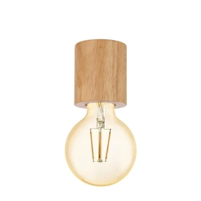 Image of Eglo Turialdo Ceiling Light, 1 Light Surface Mounted Industrial, Vintage, Modern Made of Wood and Steel, lamp in Natural, Black, with E27 Socket