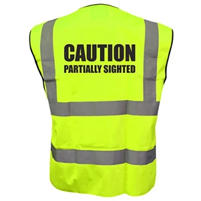 Image of Caution Partially Sighted, Dog Walker Yellow Hi Viz Vis Vest Reflective Waistcoat Jacket Road Safety High Visibility Medium