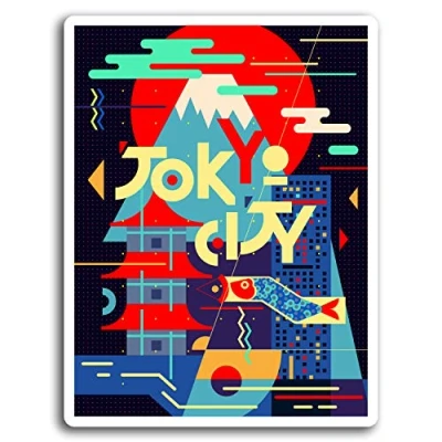Image of 2 x 10cm Tokyo City Japan Vinyl Stickers Sticker Laptop Luggage #19318 (10cm Tall)